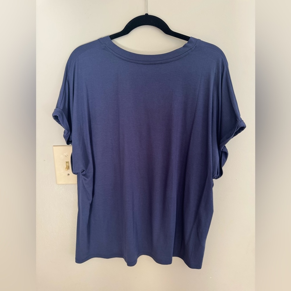 Tommy Bahama Blue V-Neck Short Sleeve Tee - Picture 2 of 3